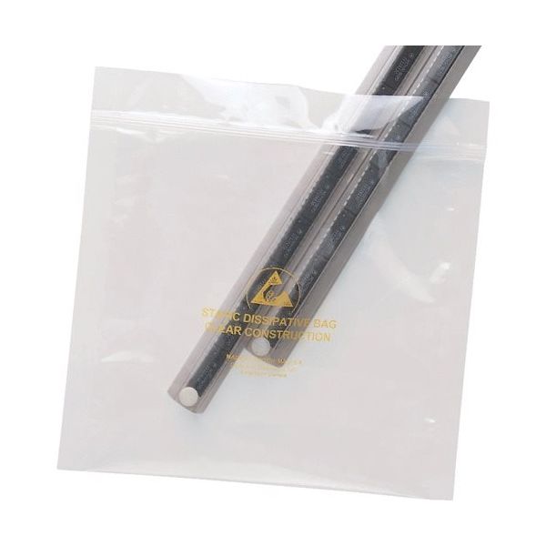 ESDバッグ、STATFREE、透明、ジップ式、76 mm x 127 mm、入数100 13879 1パック(100枚)（直送品）