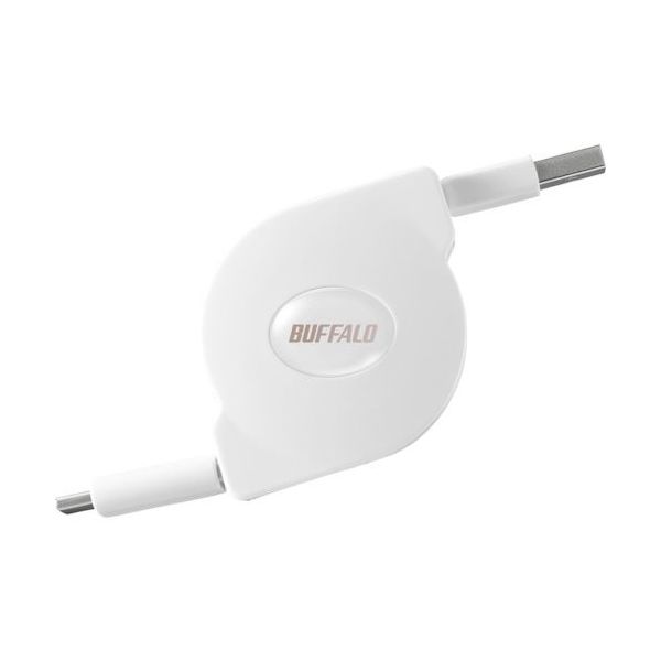 バッファロー USB2.0 AーC 巻取り式ケーブル 1.2m ホワイト BU2ACM12WH 1個 453-1270（直送品）