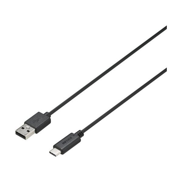 バッファロー USB2.0 AーC やわらかケーブル 0.5m ブラック BU2ACY05BK 1個 453-9569（直送品）