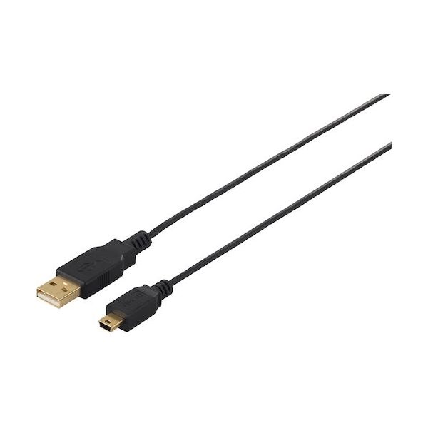 BAFFALO USB2.0ケーブル(A to miniB) スリムタイプ 2.5m ブラック BSUAMNSM225BK 1個（直送品）