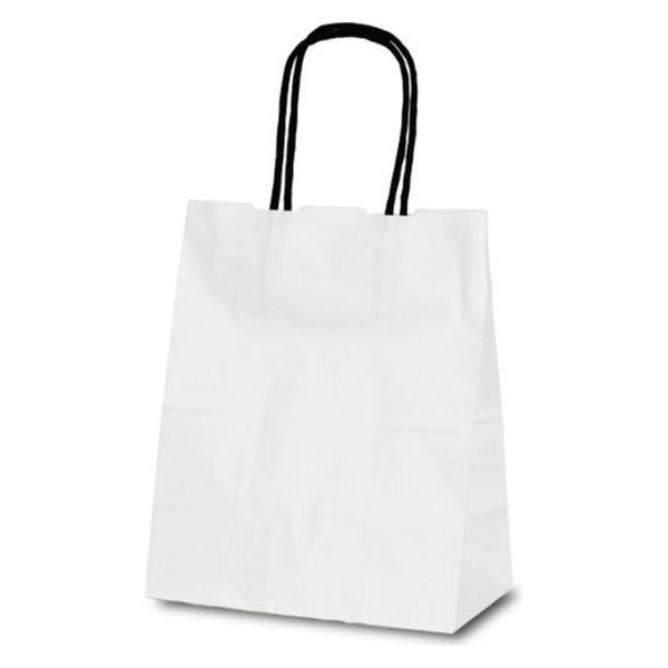 ベルベ 紙袋　1257 自動紐手提袋 T-2 白無地(黒紐)　200枚(25枚×8)（直送品）