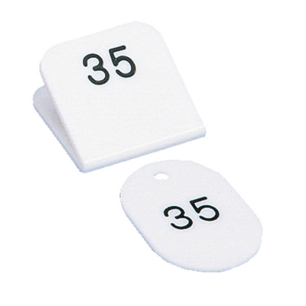 共栄プラスチック 親子番号札 角型 1～50番（大小2枚1組） ホワイト CT
