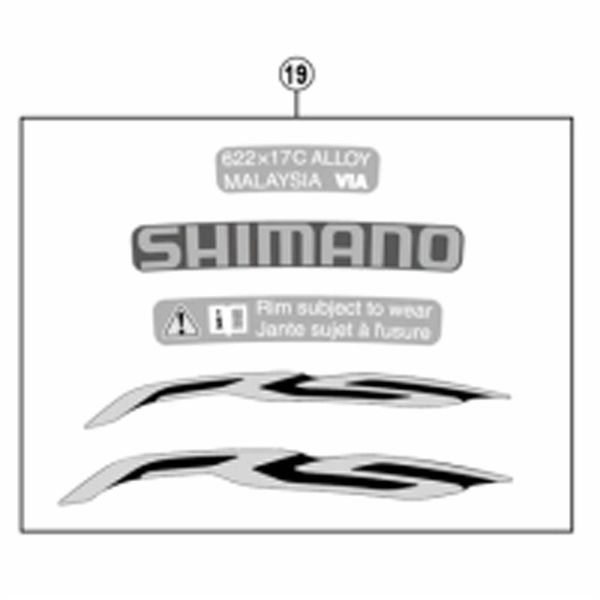 シマノ Y0F198090 WHーRS100ーR リムステッカーユニット スカイブルー 1セット(4個)（直送品） - アスクル