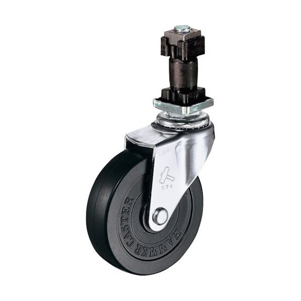 ハンマーキャスター ハンマー パイプ差込み旋回式ゴム車輪 75mm 角25用 4204EN-R75 1個 814-1209（直送品）