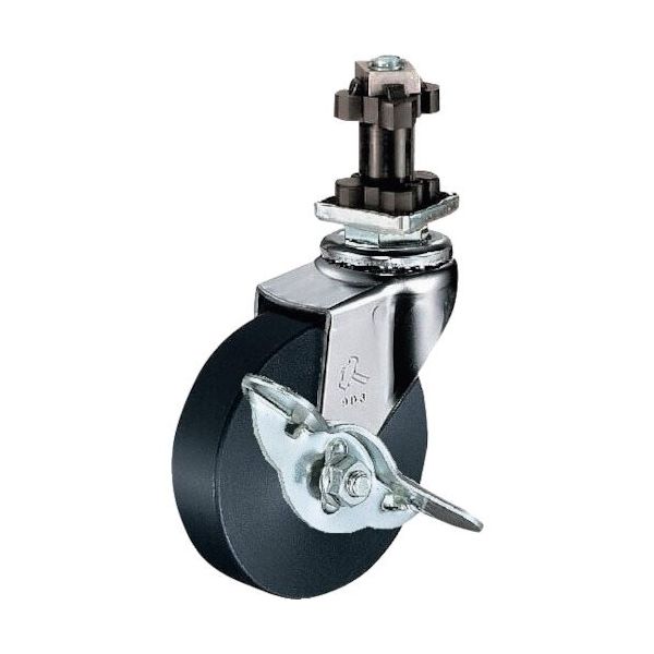 ハンマーキャスター ハンマー パイプ差込み旋回式MCナイロン車輪 75mm 角32用 ストッパー付 4155EN-MC75 1個（直送品）