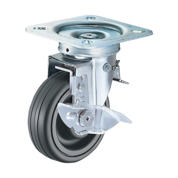 ハンマー スイッチキャスター ゴム車輪(ナイロンホイール・ベアリング)100mm SP付 419F0S-CHR100 1個（直送品）