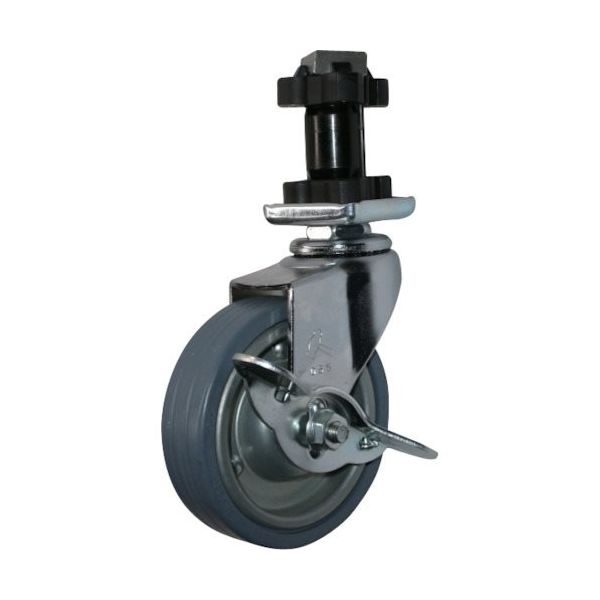 ハンマーキャスター ハンマー パイプ差込み旋回式ゴム車輪(スチールホイール)65mm 角32用 ストッパー付 4155EN-PR65 1個（直送品）