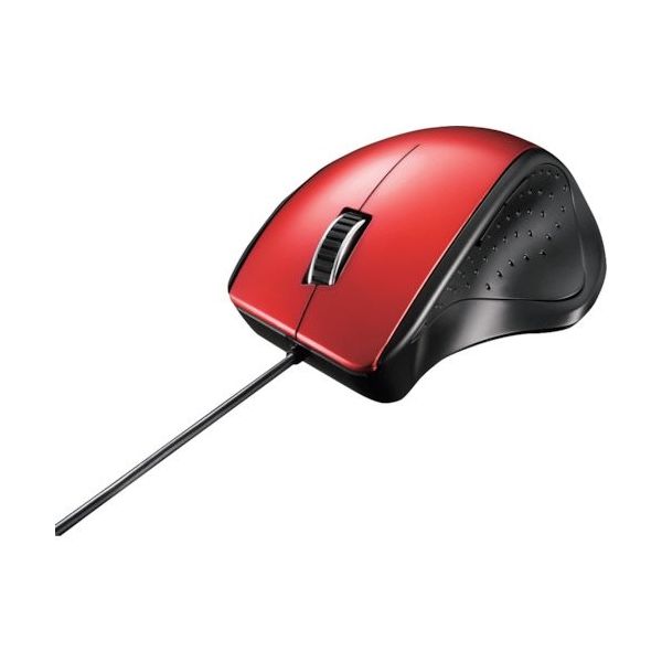 バッファロー BAFFALO 有線レーザー式マウス 静音/5ボタン レッド BSMLU300RD 1個 362-8350（直送品）