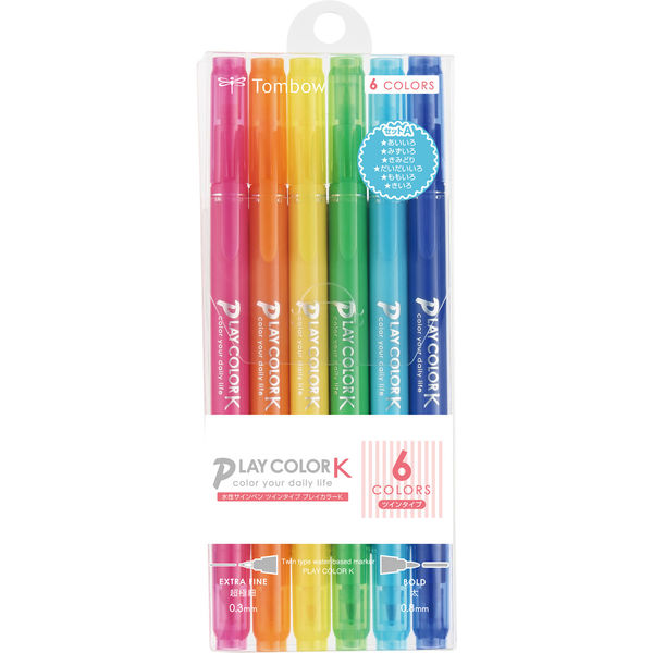 トンボ鉛筆 水性カラーサインペン ＰＬＡＹ ＣＯＬＯＲK （6色入） GCF 