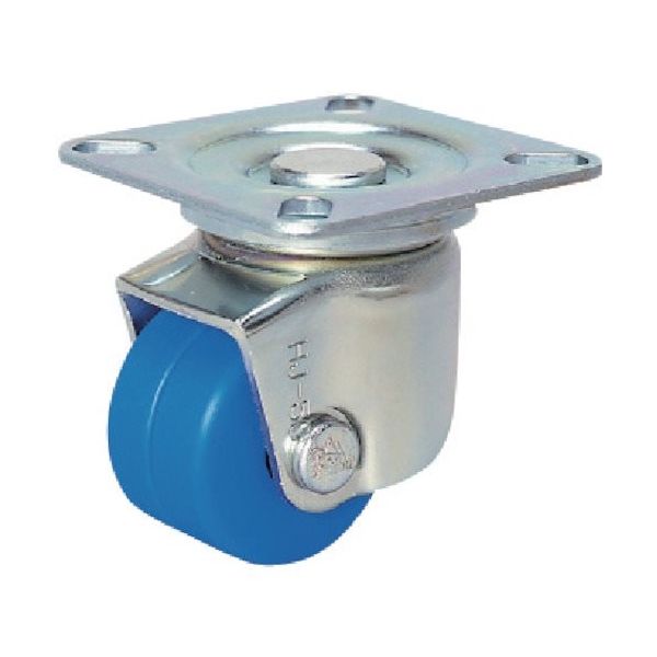 シシク 低床重荷重用双輪キャスター 自在 65径 モノマーキャスティングナイロン車輪 三価クロメート HJT-65U-MC 1個（直送品）