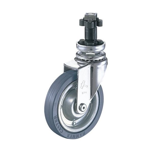 ハンマーキャスター ハンマー パイプ差込み旋回式ゴム車輪(スチールホイール)125mm φ38用 4202EN-PR125 1個（直送品）