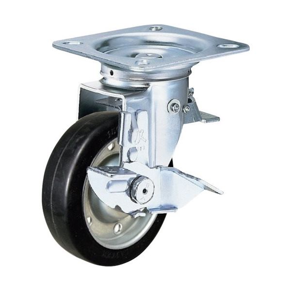 ハンマー スイッチキャスター ゴム車輪(ワイドタイプ・ローラーベアリング)125mm SP付 419F0S-WRB125 1個（直送品）