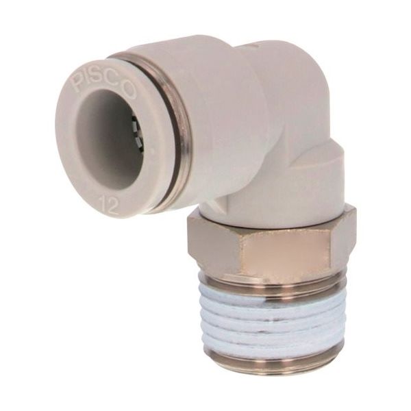 日本ピスコ ピスコ チューブフィッティング エルボ 適合外径12mm 接続口径R1/2 ライトグレー PL12-04W 1セット(10個)（直送品）