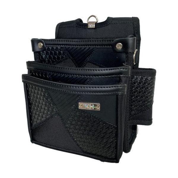 基陽 KH ギャザーフランケン腰袋3段 黒 FKWB0017K 1個 338-4507（直送品）