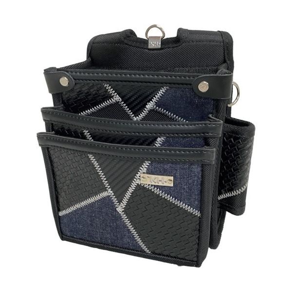 基陽 KH ギャザーフランケン腰袋3段 紺 FKWB0017N 1個 338-4514（直送品）