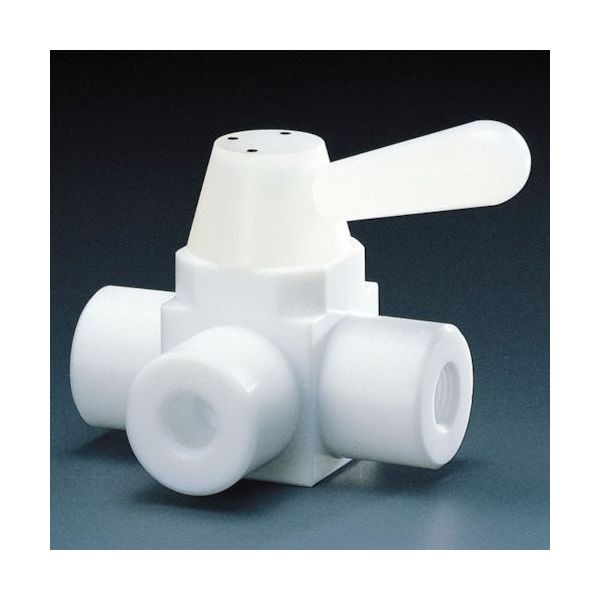 フロンケミカル フッ素樹脂(PTFE)三方ボールバルブ RC3/8 フッ素ゴム NR0002-002 1個 734-3990（直送品）