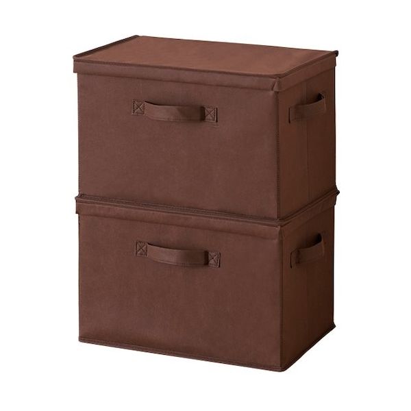 アイメディア フタ付整理箱2個set ブラウン 1007675 1組(2個) 350-0783（直送品）