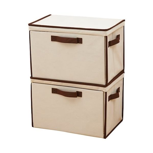 アイメディア 重ねて使える下扉整理箱2個set ベージュ 1007971 1組(2個) 350-0803（直送品）