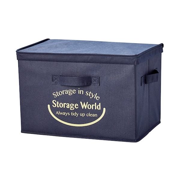 アイメディア フタ付整理箱2個セット ネイビー 1009305 1組(2個) 350-0748（直送品）