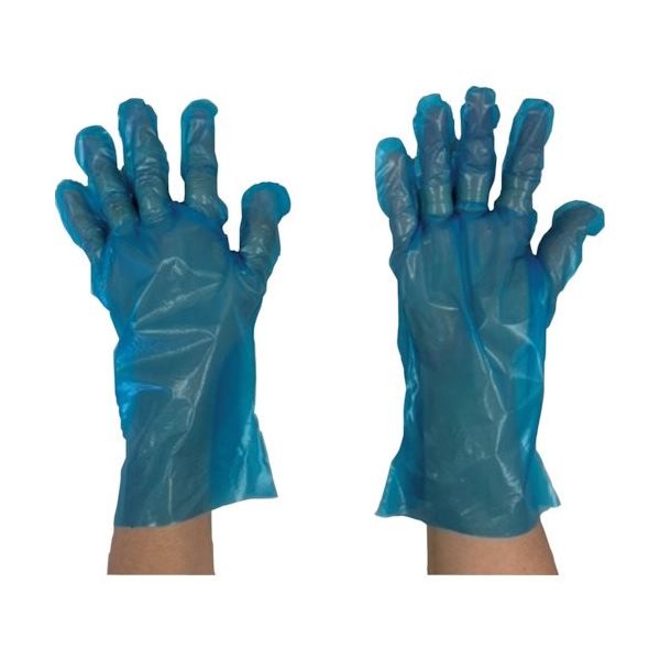 川西 ポリエチレン手袋フィットタイプ外エンボス ブルー 100枚入り SSサイズ 2014B-SS 1セット(6000枚:100枚×60袋)（直送品）