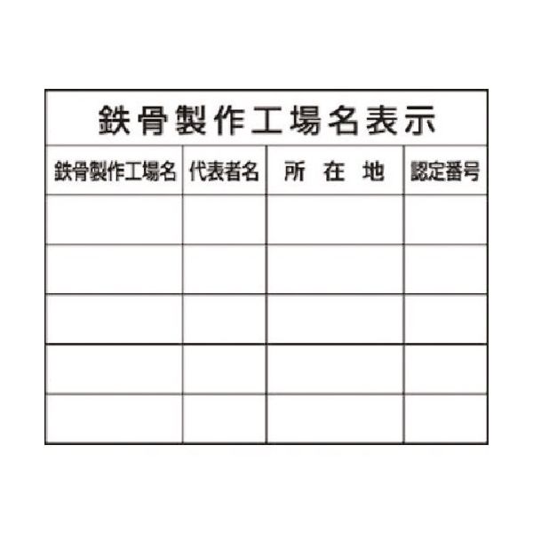 つくし工房 つくし 法定表示ステッカー 鉄骨製作工場名(複数工場) 220-F 1枚 185-1019（直送品）