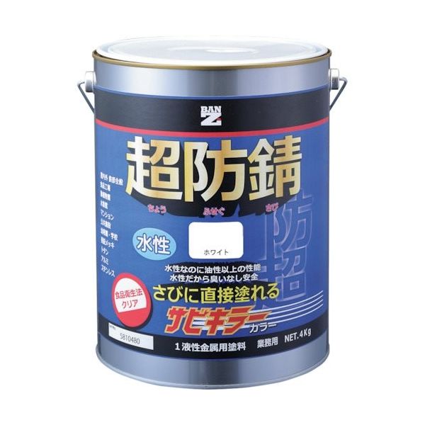 BANーZI 防錆塗料 サビキラーカラー 4kg 白 Nー93 B-SKC/K04A 1缶 370-1711（直送品）