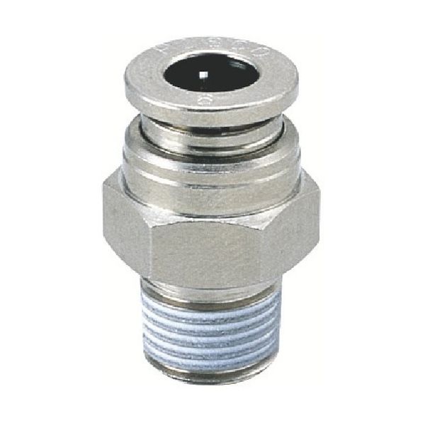 PISCO チューブフィッティングブラスストレート チューブ4ネジR1/4ゴムFKMカバー無 KC4-02-1-F 1セット(10個)（直送品）