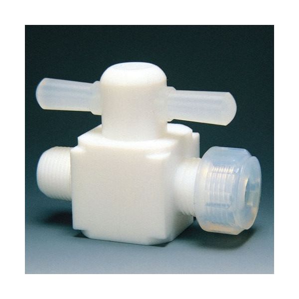 フロンケミカル フッ素樹脂（PTFE）オス二方バルブ圧入型 10φ×R3/ NR0011-003 734-4341（直送品）
