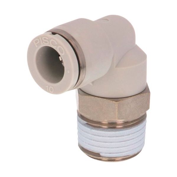 日本ピスコ ピスコ チューブフィッティング エルボ 適合外径10mm 接続口径R1/2 ライトグレー PL10-04W 1セット(10個)（直送品）