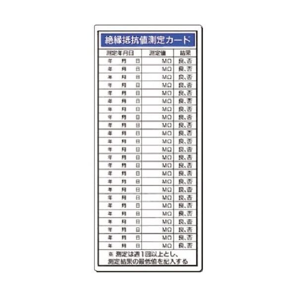 つくし工房 つくし 電気安全標識 絶縁抵抗値測定カード 195-B 1枚 183-6834（直送品）