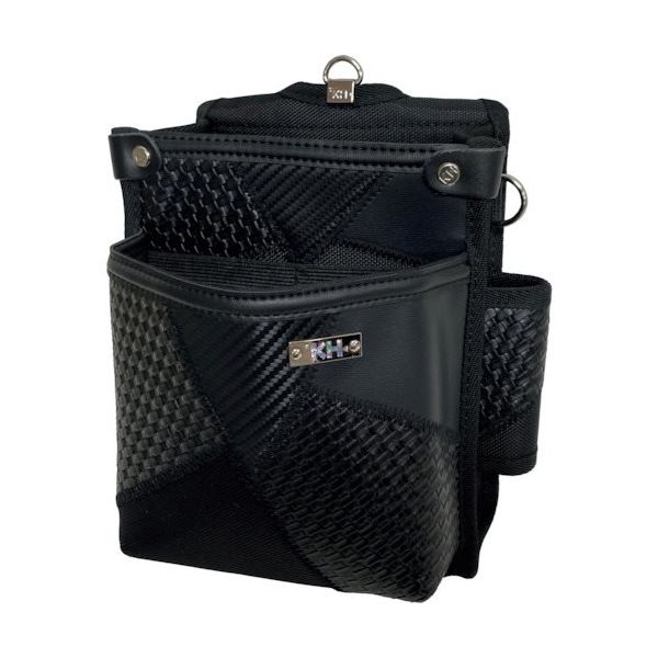 基陽 KH ギャザーフランケン腰袋2段 黒 FKWB0008K 1個 338-4548（直送品）