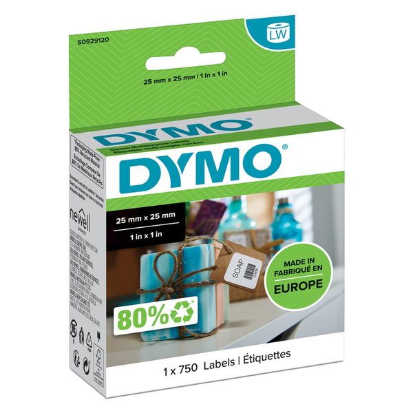 DYMO（ダイモ） ダイモ ラベルプリンター用 正方形ラベル 25×25mm 750枚 S0929120 1個（直送品）