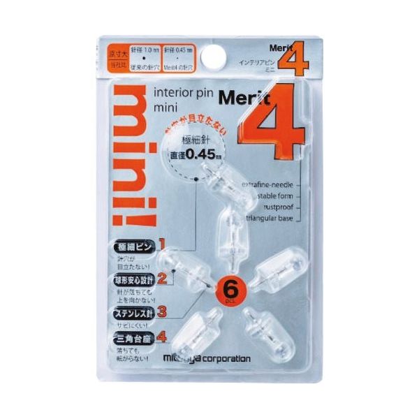 ミツヤ インテリアピンミニ 透明 M13080 DMM-6P-TM 1セット(5個) 338-0551（直送品）