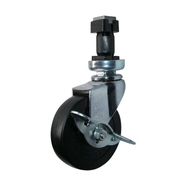 ハンマーキャスター ハンマー パイプ差込み旋回式ゴム車輪 75mm φ32用 ストッパー付 4151EN-R75 1個 814-2447（直送品）