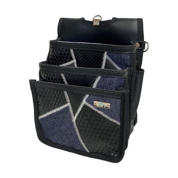 基陽 KH ギャザーフランケン腰袋 平型3段 紺 FKWB1197N 1個 338-4511（直送品）