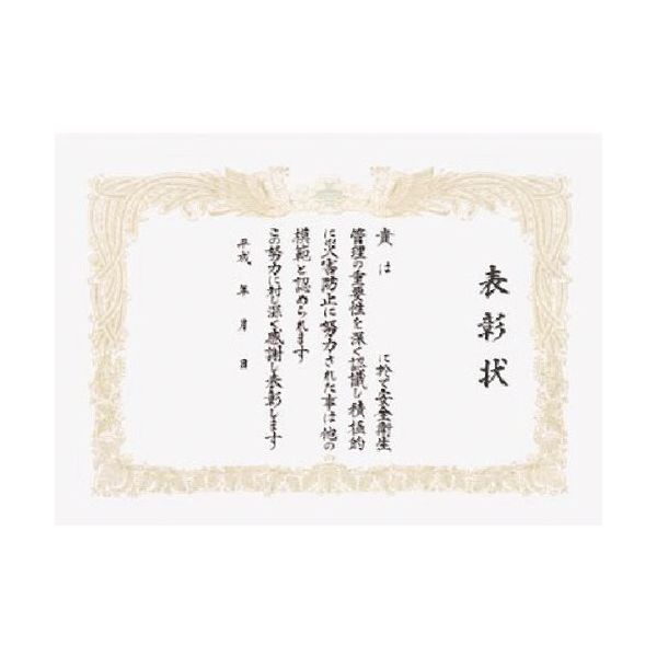 つくし工房 つくし 表彰状 安全衛生表彰 「殿」「作業所」 空欄 201-D 1枚 183-6839（直送品）