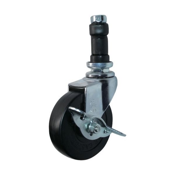 ハンマーキャスター ハンマー パイプ差込み旋回式ゴム車輪 65mm φ25用 ストッパー付 4153EN-R65 1個 814-2515（直送品）