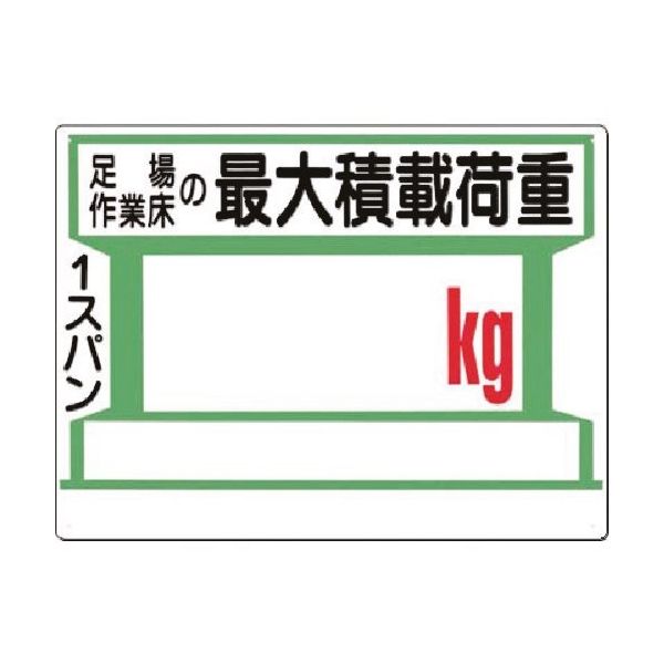 つくし工房 つくし 安全標識[足場...の最大積載荷重ー記入欄ー 34-B 1枚 185-7371（直送品）