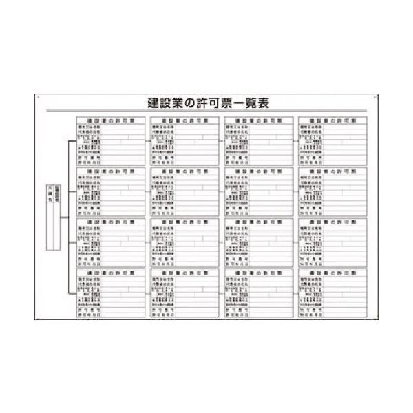 つくし工房 つくし 法定表示板 建設業の許可票一覧表 211 1枚 183-8405（直送品）