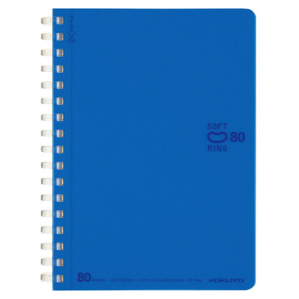 コクヨ（KOKUYO） ソフトリングノート（ドット入り罫線） A6 80枚 ブルー ス-SV358BT-B 1セット（5冊） 64321509（直送品）