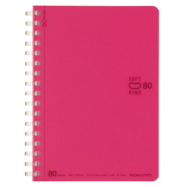 コクヨ（KOKUYO） ソフトリングノート（ドット入り罫線） A6 80枚 ピンク ス-SV358BT-P 1セット（5冊） 64321530（直送品）