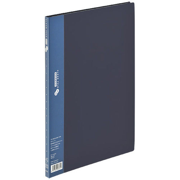 プラス クリアファイルA4S 40P ネイビー FC-124SI 1セット(1冊×3)（直送品）