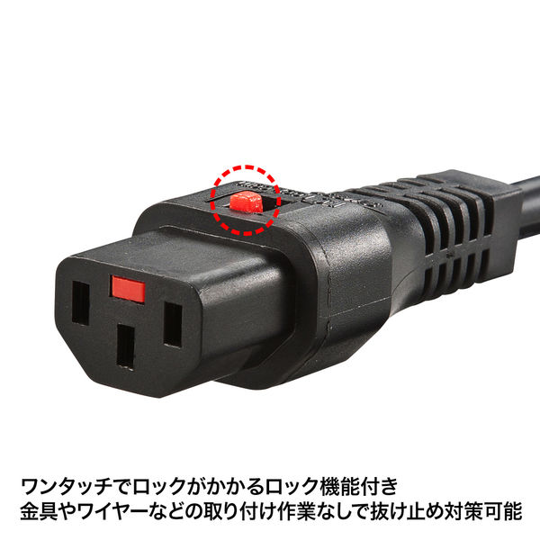 サンワサプライ 抜け防止ロック電源コード（2m） APW12-515C13LK02 1本