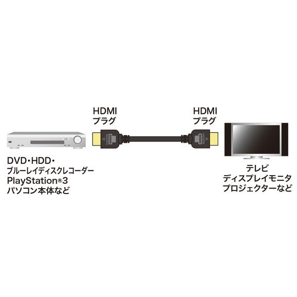 サンワサプライ イーサネット対応ハイスピードHDMIケーブル 1m KM-HD20-SS10 1本（直送品）