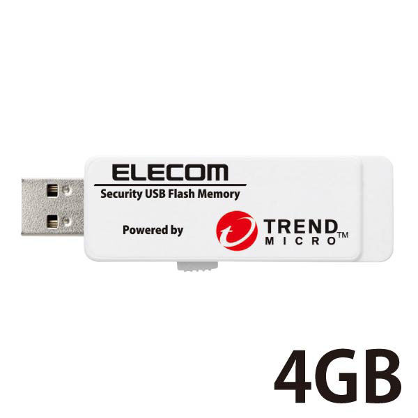 セキュリティ USBメモリ 4GB USB3.0 トレンドマイクロ 1年ライセンス MF-PUVT304GA1 エレコム 1個（直送品）