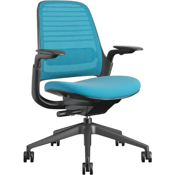 Steelcase（スチールケース） Series1（シリーズ・ワン） オフィスチェア 435A00BA ブラックフレーム 肘付 ブルージェイ 1脚（直送品）