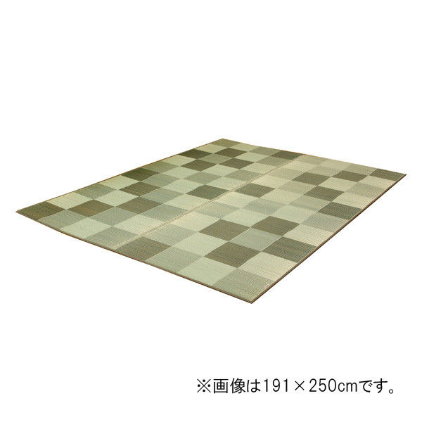 イケヒコ 純国産 い草ラグカーペット 『Fブロック2』 グリーン 約191×250cm（裏：ウレタン） 1枚（直送品）