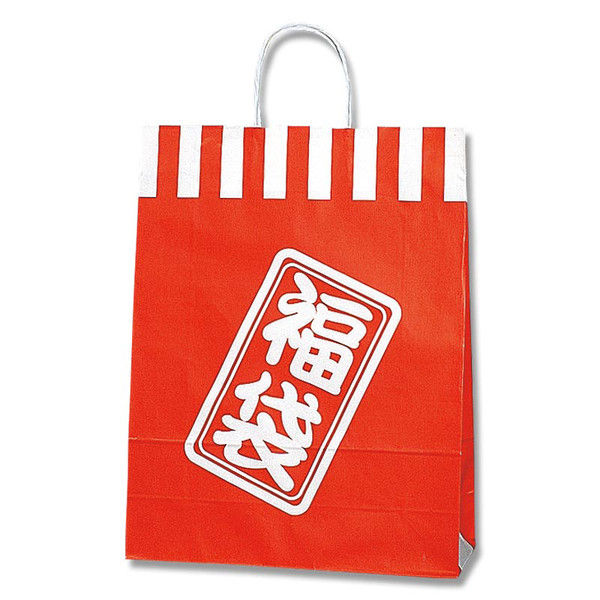 【ケース販売】HEIKO 紙袋 25チャームバッグ 2才 紅白 003221410 1ケース(50枚入×4袋 合計200枚)（直送品）