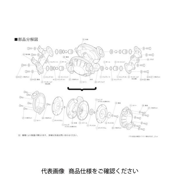 TAIYO ダイヤフラムポンプTDー15AT用メンテナンスパーツ パッキンセット TD/15ATPKS 1個 828-9178（直送品）