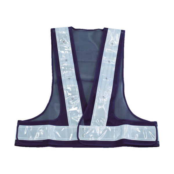 トラスコ中山 TRUSCO 赤青交互点滅LED付安全ベスト ネイビー/ホワイト反射 TLWH-RB 1着 833-8524（直送品）